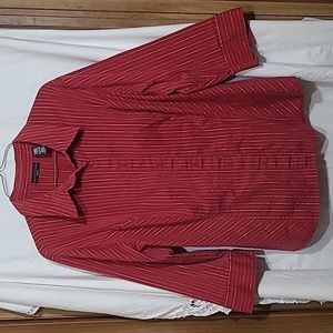 Apostrophe womens 3/4 sleeve button down rusty red w gold metallic thread 16-18W